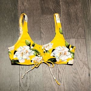 Yellow Floral Bikini Top
